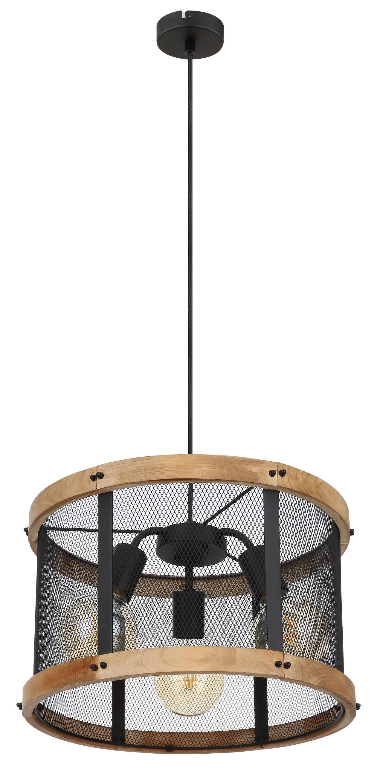 HÄNGELEUCHTE 40/120 cm   - Dunkelbraun/Schwarz, Natur, Holz/Metall (40/120cm) - Globo
