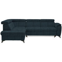 ECKSOFA in Flachgewebe Dunkelblau  - Schwarz/Dunkelblau, Design, Textil/Metall (203/260cm) - Stylife