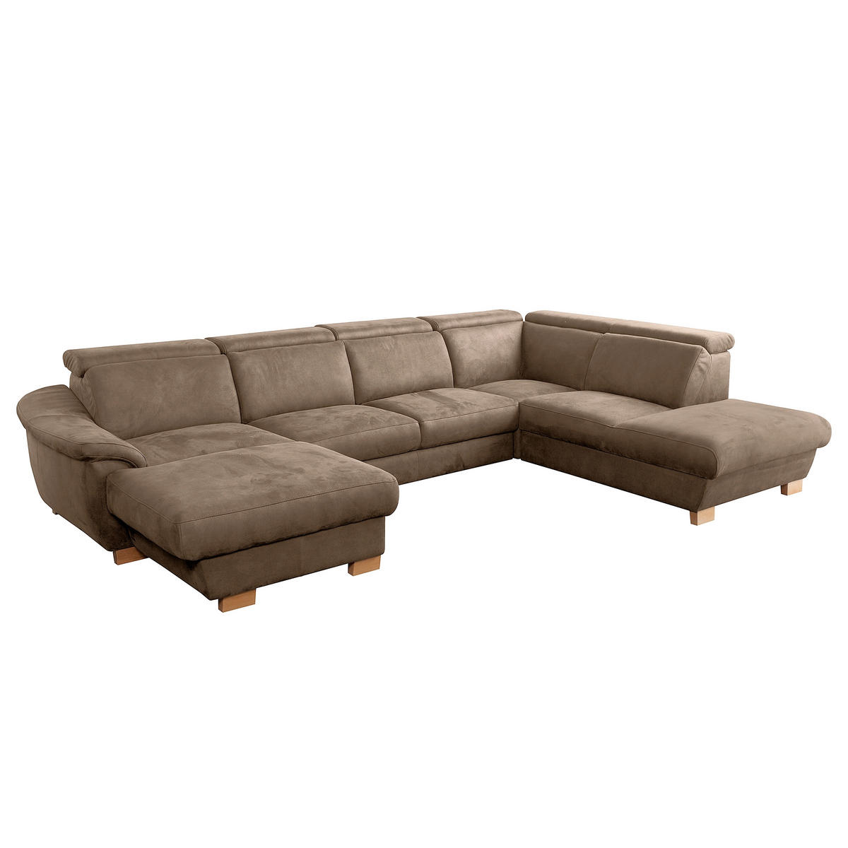 WOHNLANDSCHAFT Mikrofaser Braun  - Naturfarben/Braun, Design, Holz/Textil (238/347/273cm) - Livetastic