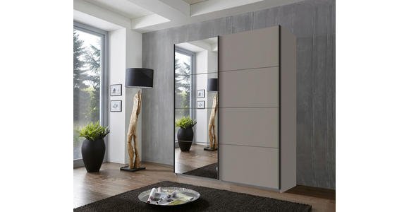 SCHWEBETÜRENSCHRANK 180/208/65 cm 2-türig Graphitfarben, Sahara - Schwarz/Graphitfarben, Design, Glas/Holzwerkstoff (180/208/65cm) - Carryhome