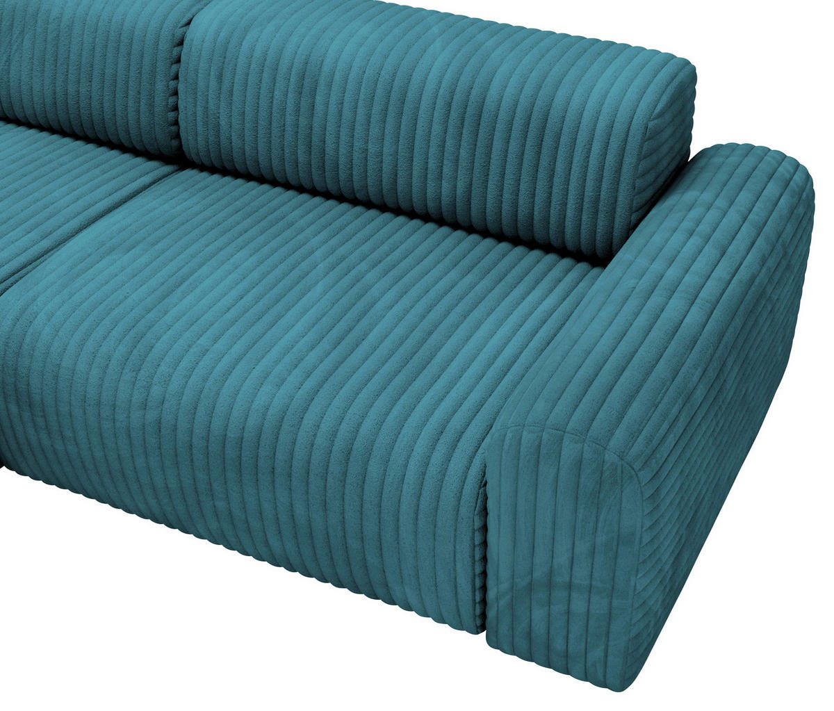 ECKSOFA in Cord Türkis  - Türkis/Schwarz, Design, Kunststoff/Textil (178/292cm) - Livetastic