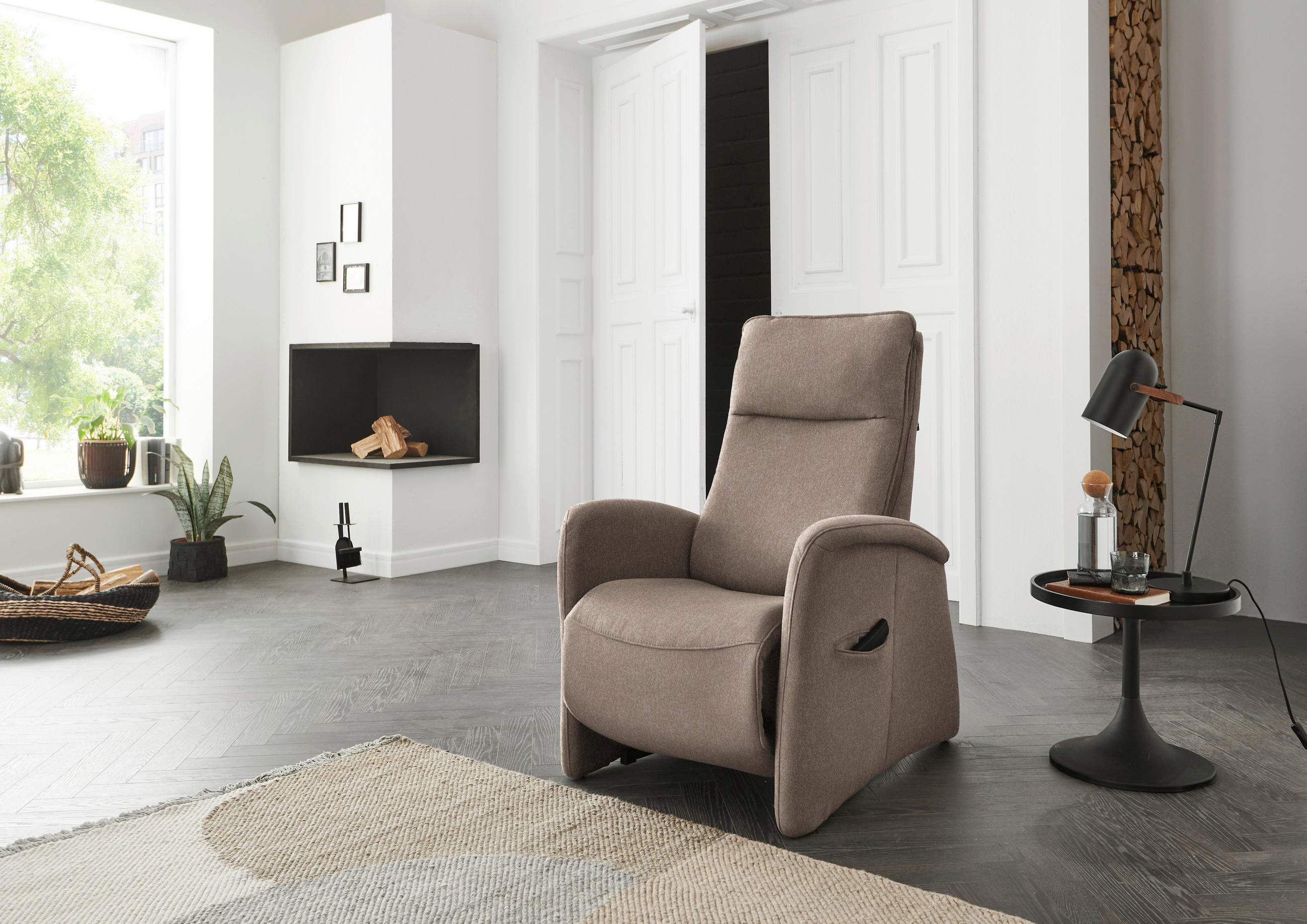 FERNSEHSESSEL in Chenille Hellbraun  - Hellbraun, Konventionell, Kunststoff/Textil (79-83/108/87cm) - Valdera
