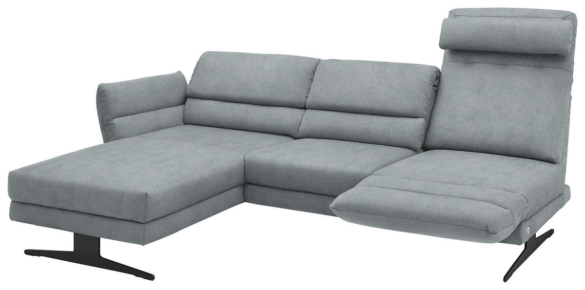 ECKSOFA in Flachgewebe Hellblau  - Schwarz/Hellblau, Design, Textil/Metall (176-217/279-327cm) - Dieter Knoll