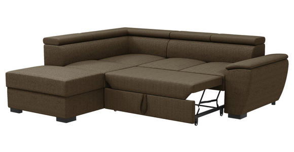 ECKSOFA  in Flachgewebe Braun  - Schwarz/Braun, KONVENTIONELL, Kunststoff/Textil (220/266cm) - Carryhome