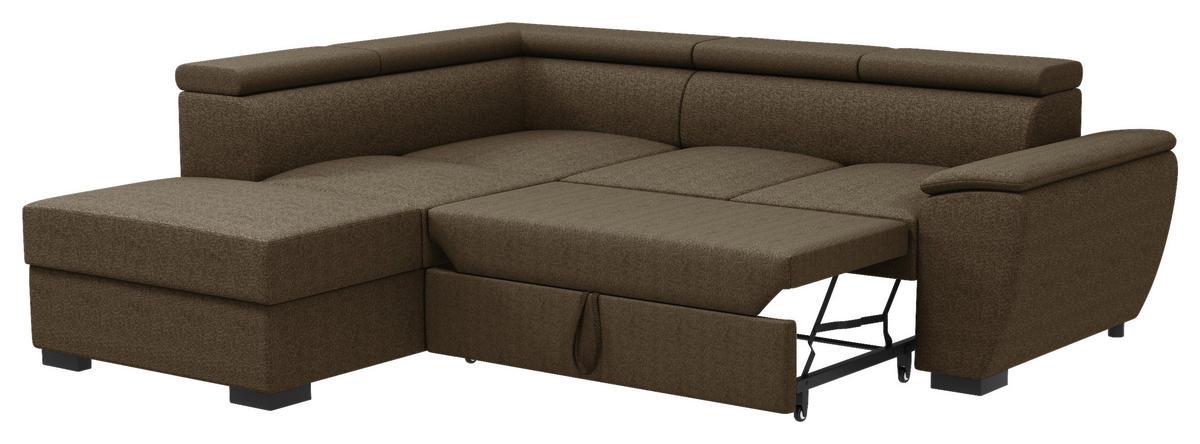 ECKSOFA Braun Flachgewebe  - Schwarz/Braun, KONVENTIONELL, Kunststoff/Textil (220/266cm) - Carryhome