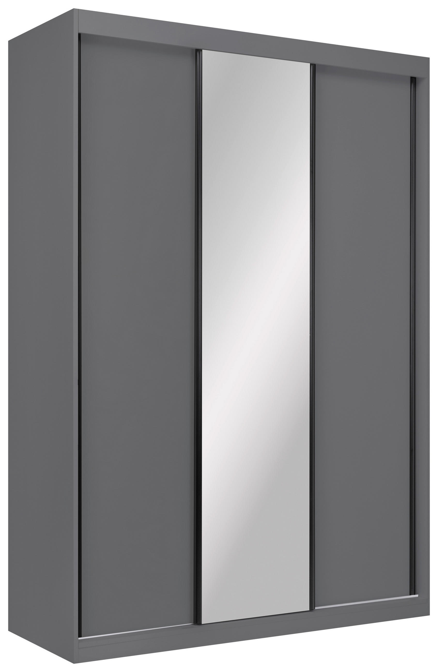 SCHIEBETÜRENSCHRANK 150/215/59,5 cm 3-türig  - Schwarz/Graphitfarben, MODERN, Holzwerkstoff/Metall (150/215/59,5cm) - MID.YOU