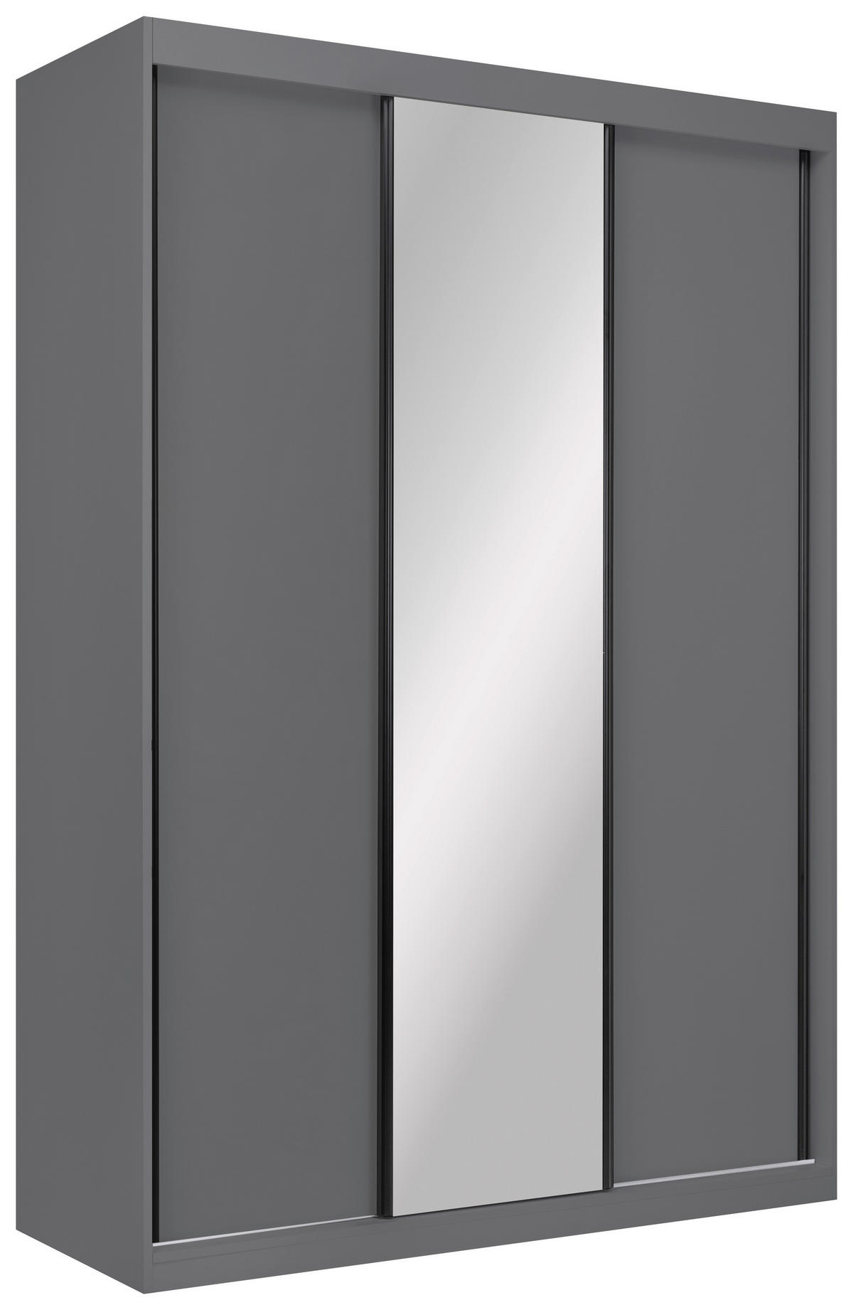 SCHIEBETÜRENSCHRANK 150/215/59,5 cm 3-türig  - Schwarz/Graphitfarben, MODERN, Holzwerkstoff/Metall (150/215/59,5cm) - MID.YOU