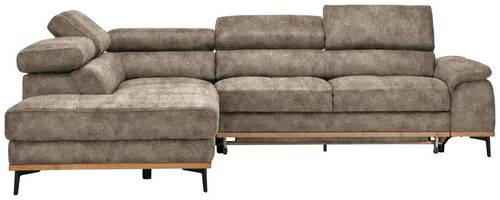 ECKSOFA Hellbraun Lederlook  - Hellbraun/Schwarz, Natur, Holz/Textil (226/282cm) - Novel