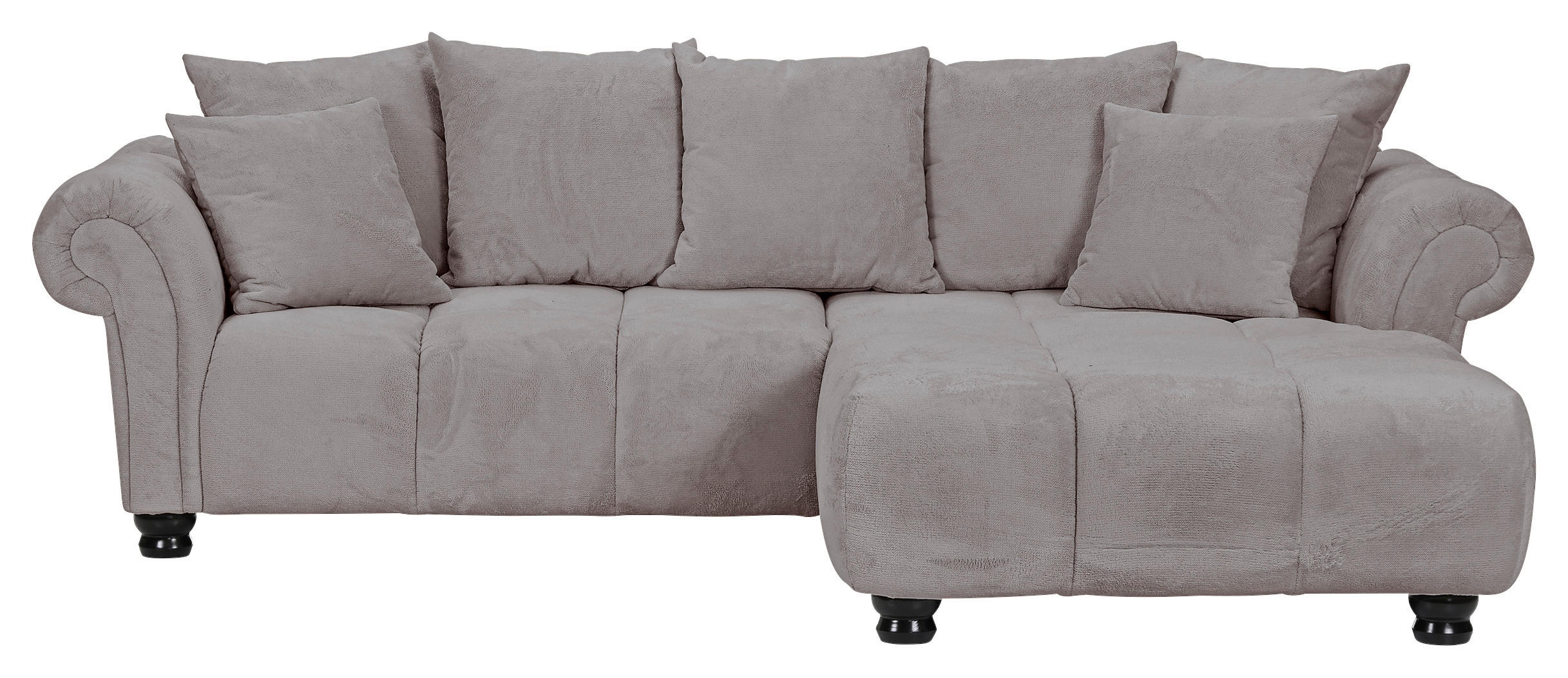 ECKSOFA Grau Plüsch  - Dunkelbraun/Grau, KONVENTIONELL, Holz/Textil (288/190cm) - Carryhome