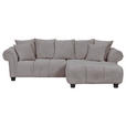 ECKSOFA Grau Plüsch  - Dunkelbraun/Grau, KONVENTIONELL, Holz/Textil (288/190cm) - Carryhome