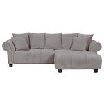 ECKSOFA  in Plüsch Grau  288/190 cm  - Dunkelbraun/Grau, KONVENTIONELL, Holz/Textil (288/190cm) - Carryhome