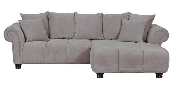 ECKSOFA Grau Plüsch  - Dunkelbraun/Grau, KONVENTIONELL, Holz/Textil (288/190cm) - Carryhome