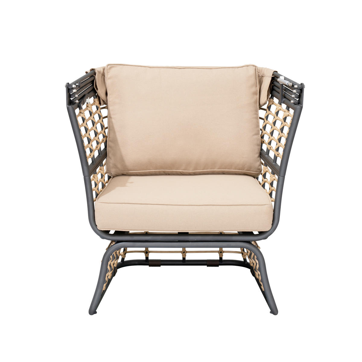 LOUNGESESSEL in Metall, Kunststoff, Textil Anthrazit, Braun, Beige  - Anthrazit/Beige, Basics, Kunststoff/Textil (72/154/83cm) - Gardenson