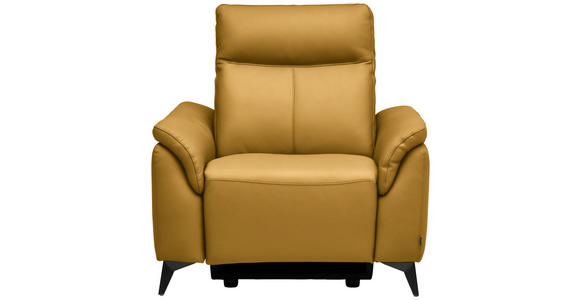 SESSEL in Echtleder Currygelb  - Currygelb/Schwarz, Design, Leder/Metall (107/105/98cm) - Belluti