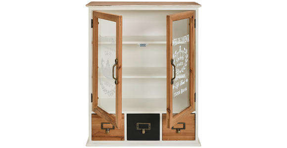 HÄNGEVITRINE  in massiv Tanne Braun, Schwarz, Weiß  - Goldfarben/Schwarz, LIFESTYLE, Glas/Holz (48/62,3/18,5cm) - Landscape