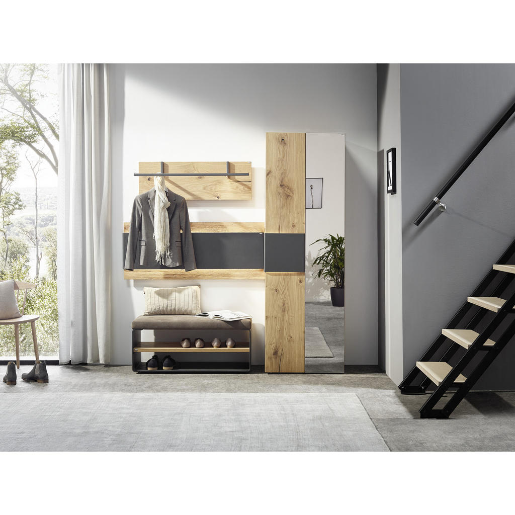 Thumbnail - Voglauer Garderobenschrank, Anthrazit, Eiche, Holz, Wildeiche, furniert, mehrschichtige Massivholzplatte (Tischlerplatte...