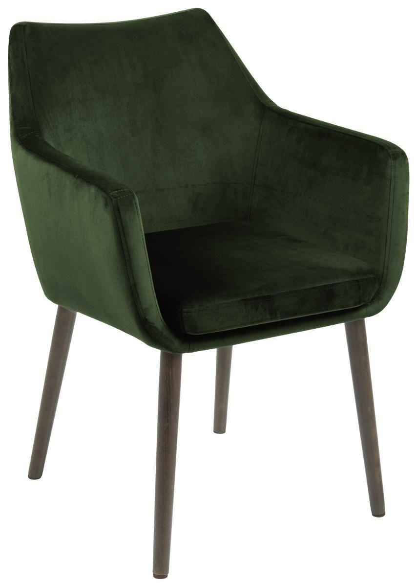 STOLIČKA S PODRÚČKAMI, zamat, tmavozelená - tmavohnedá/tmavozelená, Trend, drevo/textil (58/84/58cm) - Ambia Home