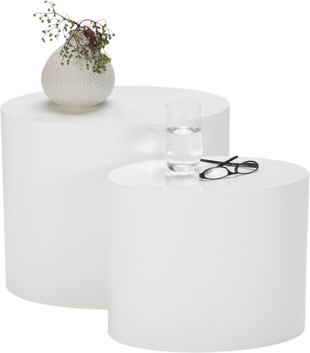 COUCHTISCHSET oval Weiß  - Weiß, Design (40/40cm) - Livetastic