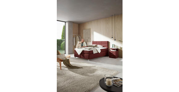 BOXSPRINGBETT 140/200 cm in Rotbraun - Rotbraun/Alufarben, KONVENTIONELL, Textil/Metall (140/200cm) - Dieter Knoll