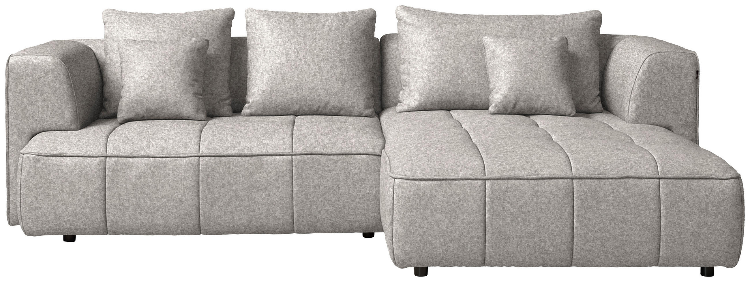 ECKSOFA Webstoff Greige  - Greige/Schwarz, Design, Kunststoff/Textil (288/188cm) - Welnova