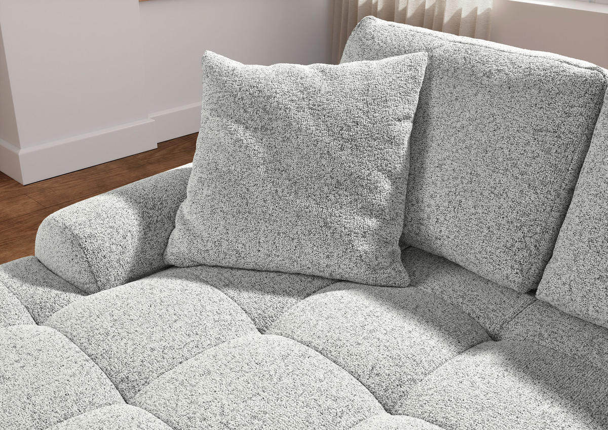 Ecksofa mit Funktion Creme Flachgewebe Zierkissen, Rückenkissen, Bettkasten, Schlaffunktion, Rücken echt, Liegefläche im Originalstoff  - Creme/Schwarz, KONVENTIONELL, Kunststoff/Textil (190/277cm) - Carryhome