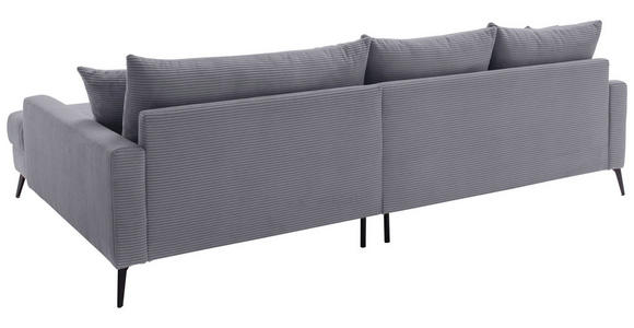 ECKSOFA  in Cord Grau  280/173 cm  - Schwarz/Grau, KONVENTIONELL, Textil/Metall (280/173cm) - Hom`in