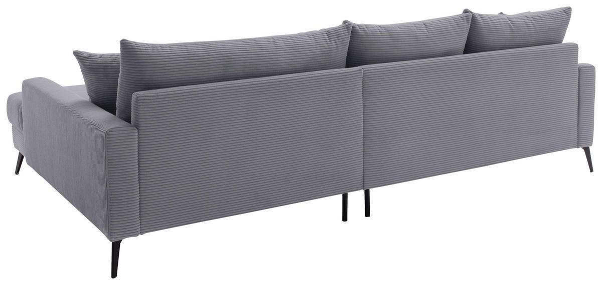 ECKSOFA Grau Cord  - Schwarz/Grau, KONVENTIONELL, Textil/Metall (280/173cm) - Hom`in