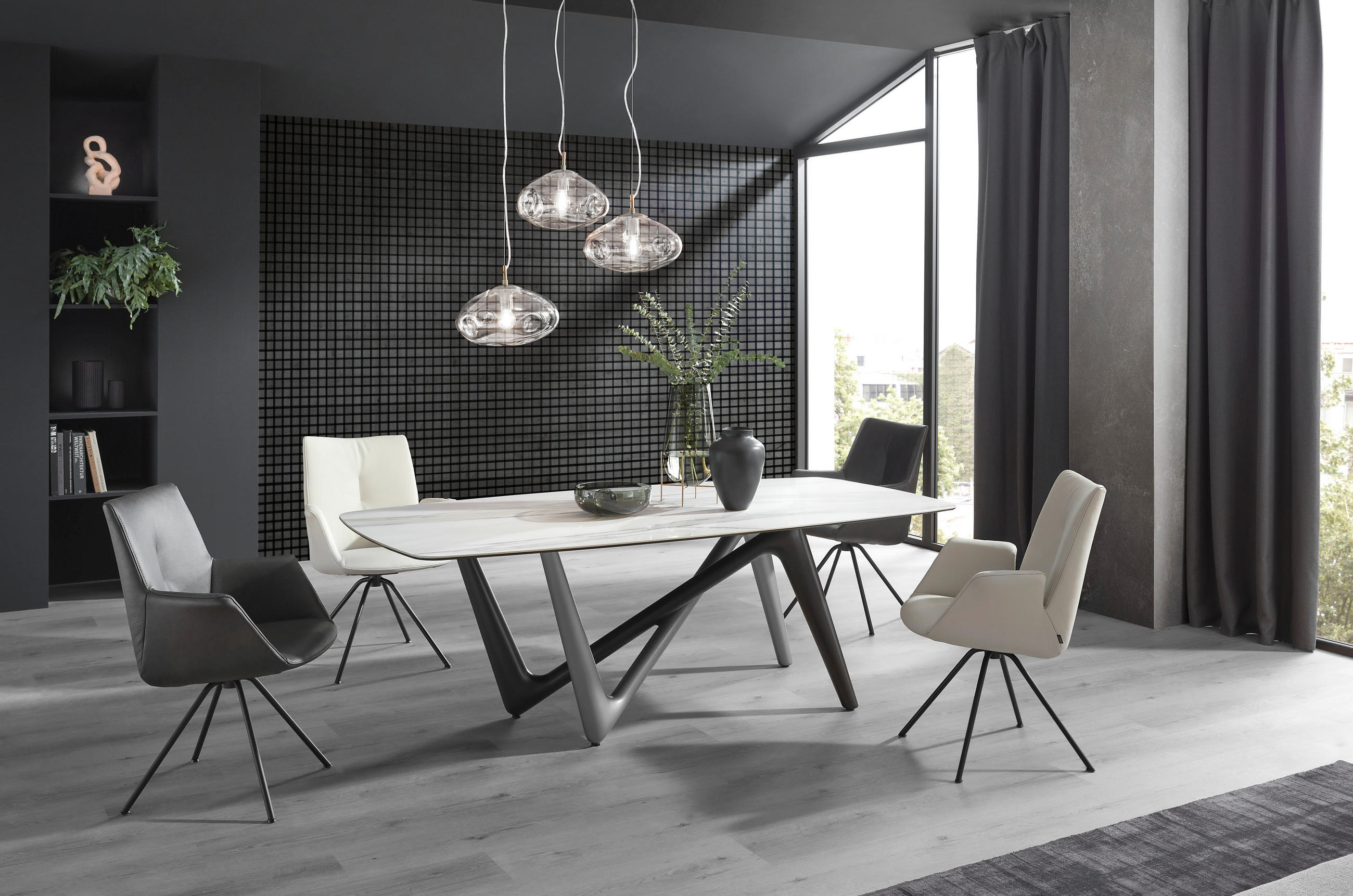 ESSTISCH in Kunststoff, Keramik 200/100/75 cm  - Anthrazit/Beige, Design, Keramik/Kunststoff (200/100/75cm) - Dieter Knoll