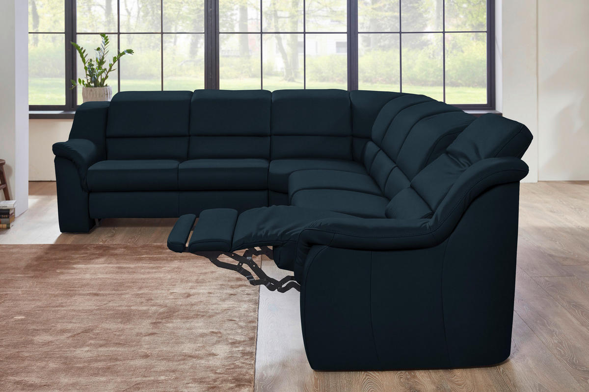 ECKSOFA  in Echtleder Dunkelblau  260/324 cm  - Schwarz/Dunkelblau, KONVENTIONELL, Leder/Kunststoff (260/324cm) - Cantus