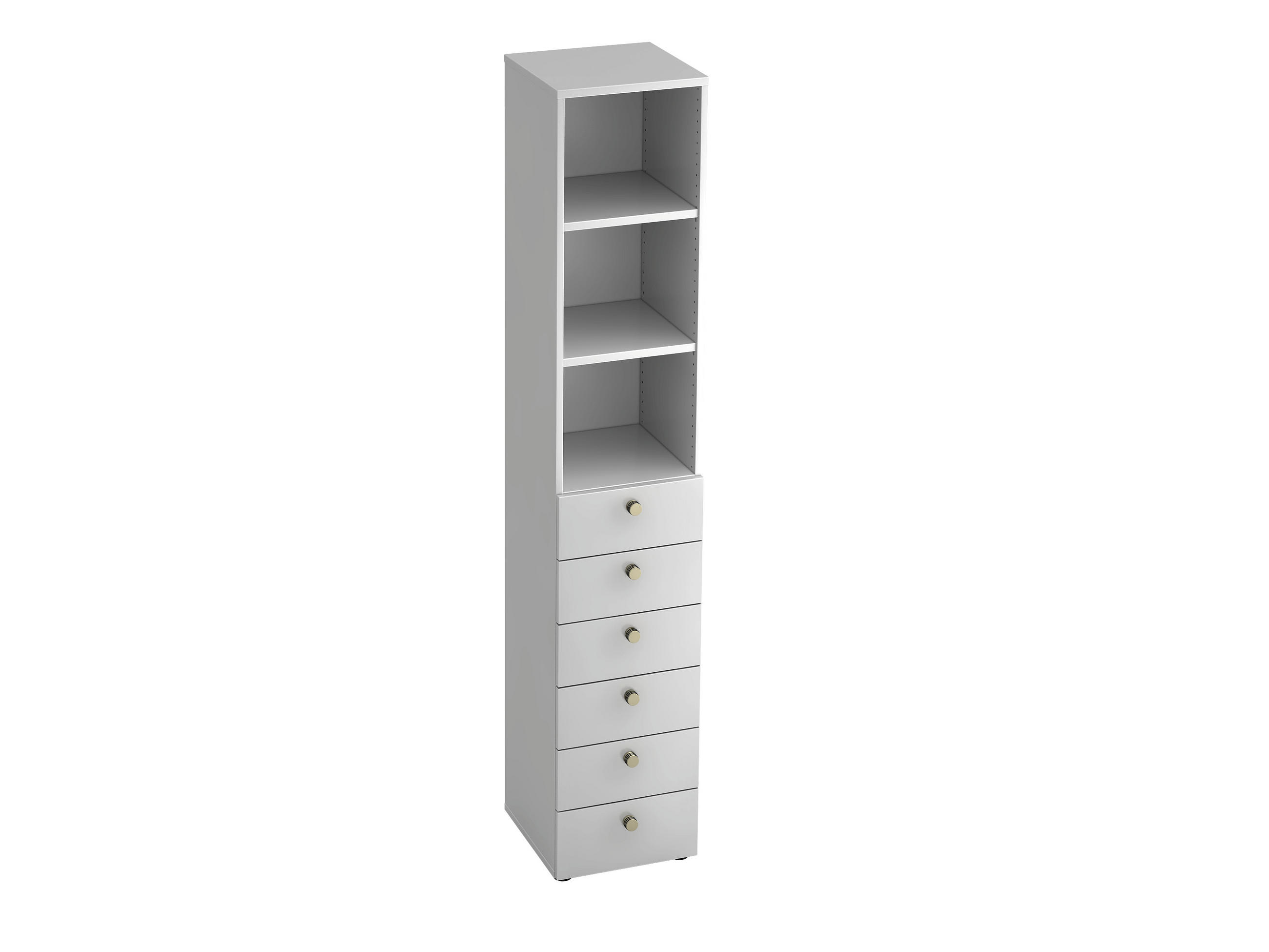 REGAL Weiß  - Alufarben/Weiß, KONVENTIONELL, Holzwerkstoff/Metall (40/215,6/42cm) - Venda