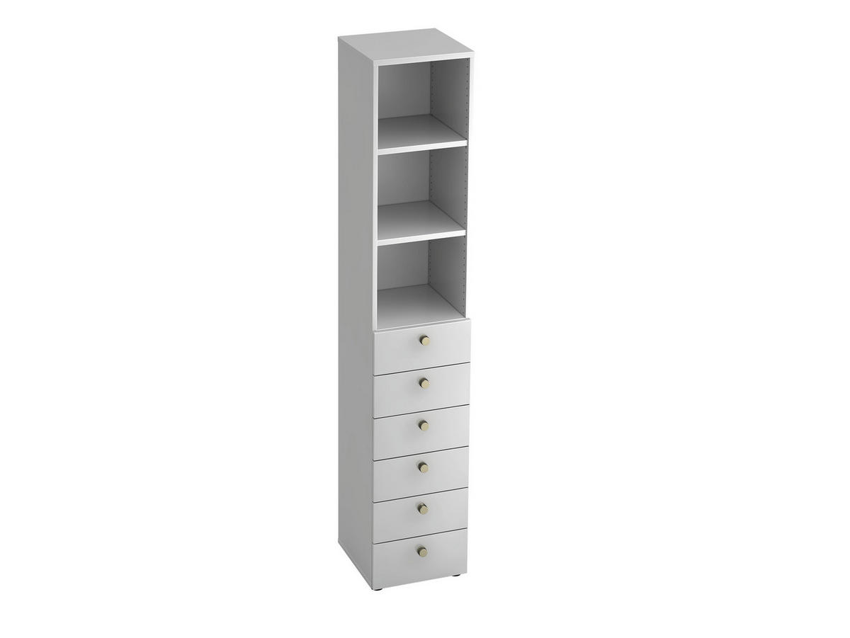 REGAL Weiß  - Alufarben/Weiß, KONVENTIONELL, Holzwerkstoff/Metall (40/215,6/42cm) - Venda