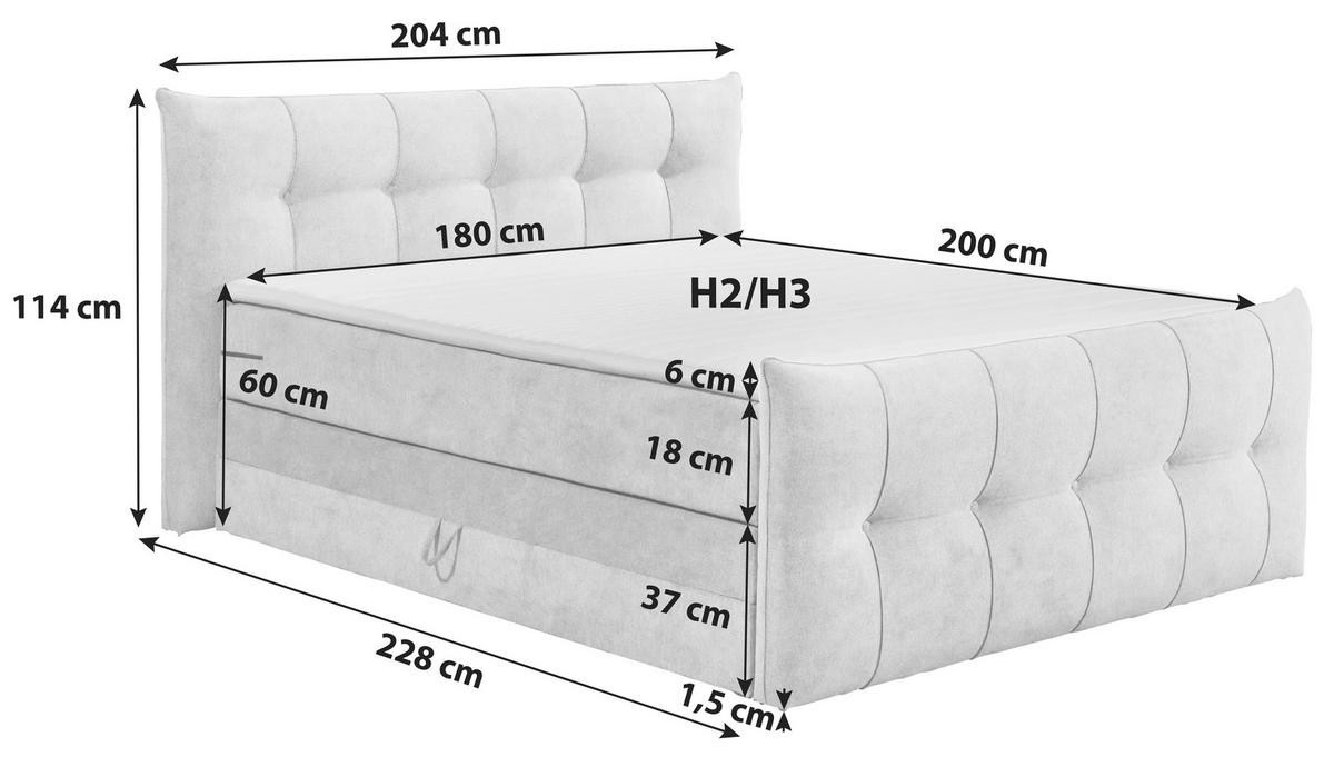 BOXSPRINGBETT 180/200 cm  in Creme  - Creme/Schwarz, KONVENTIONELL, Kunststoff/Textil (180/200cm) - Esposa
