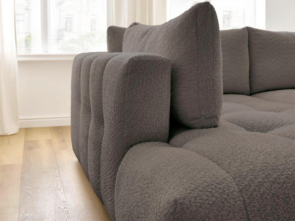 ECKSCHLAFSOFA EVEREST Bouclé Taupe  inkl. Rückenkissen, Schlaffunktion  - Taupe/Schwarz, MODERN, Kunststoff/Textil (204/282cm)