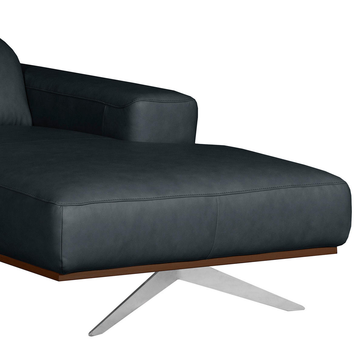 ECKSOFA  in Echtleder Blau Rücken echt, Kopfteilverstellung  295/187 cm  - Chromfarben/Blau, Design, Leder/Metall (295/187cm) - Livetastic