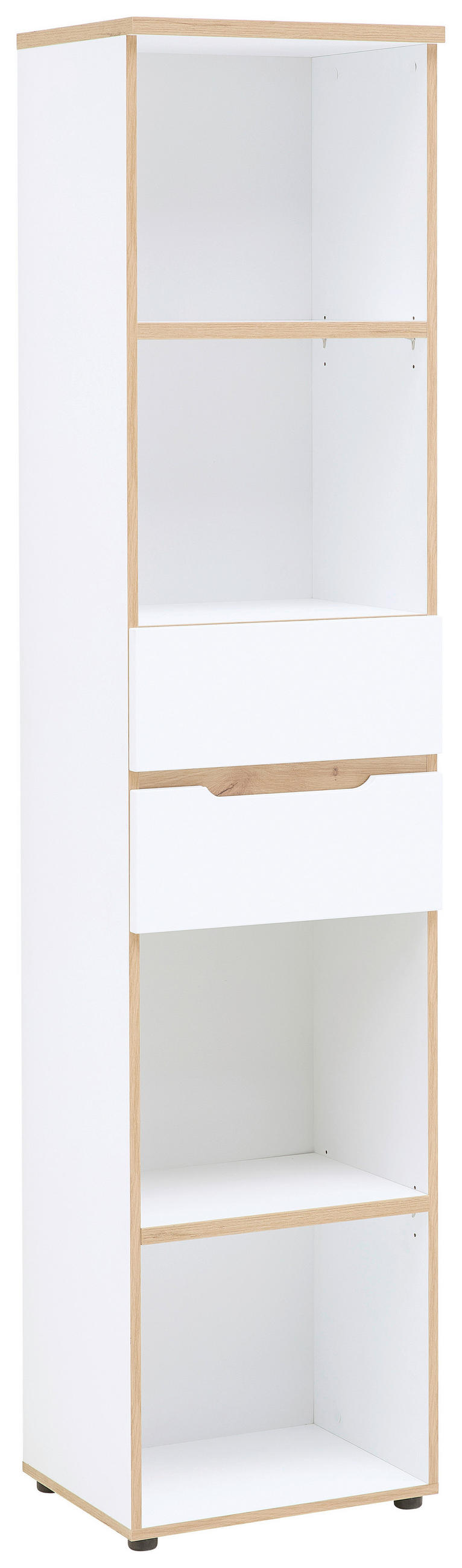 PISARNIŠKI REGAL 45/197/38 cm bela, hrast artisan  - črna/bela, Konvencionalno, umetna masa/leseni material (45/197/38cm) - MID.YOU