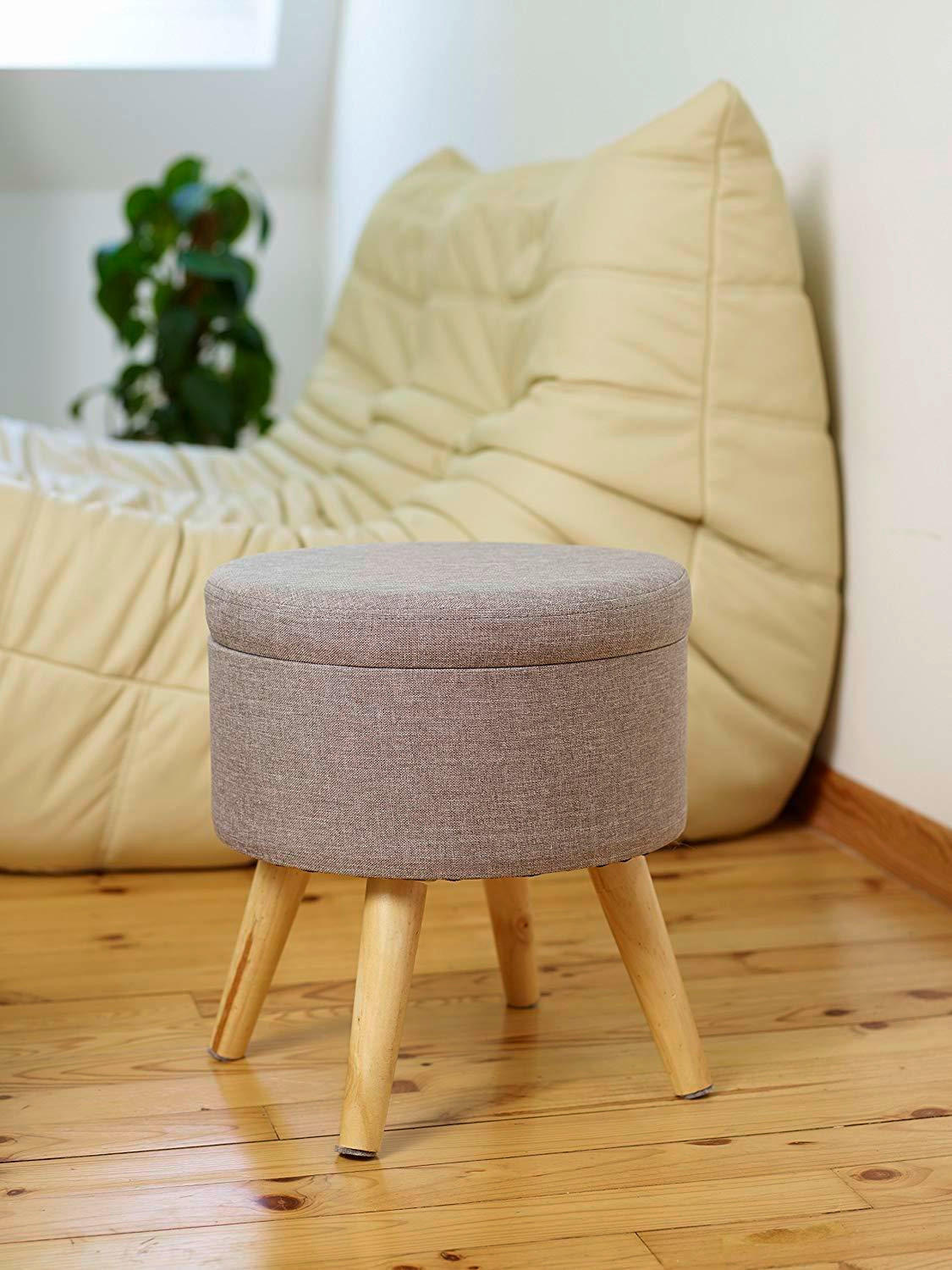 HOCKER Struktur Grau  - Grau, Design, Holz/Textil (32,5/36/32,5cm) - Echtwerk