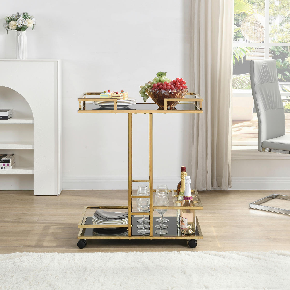 SERVIERWAGEN in Goldfarben  - Goldfarben, Design, Glas/Kunststoff (67,5/43/83,5cm) - MID.YOU