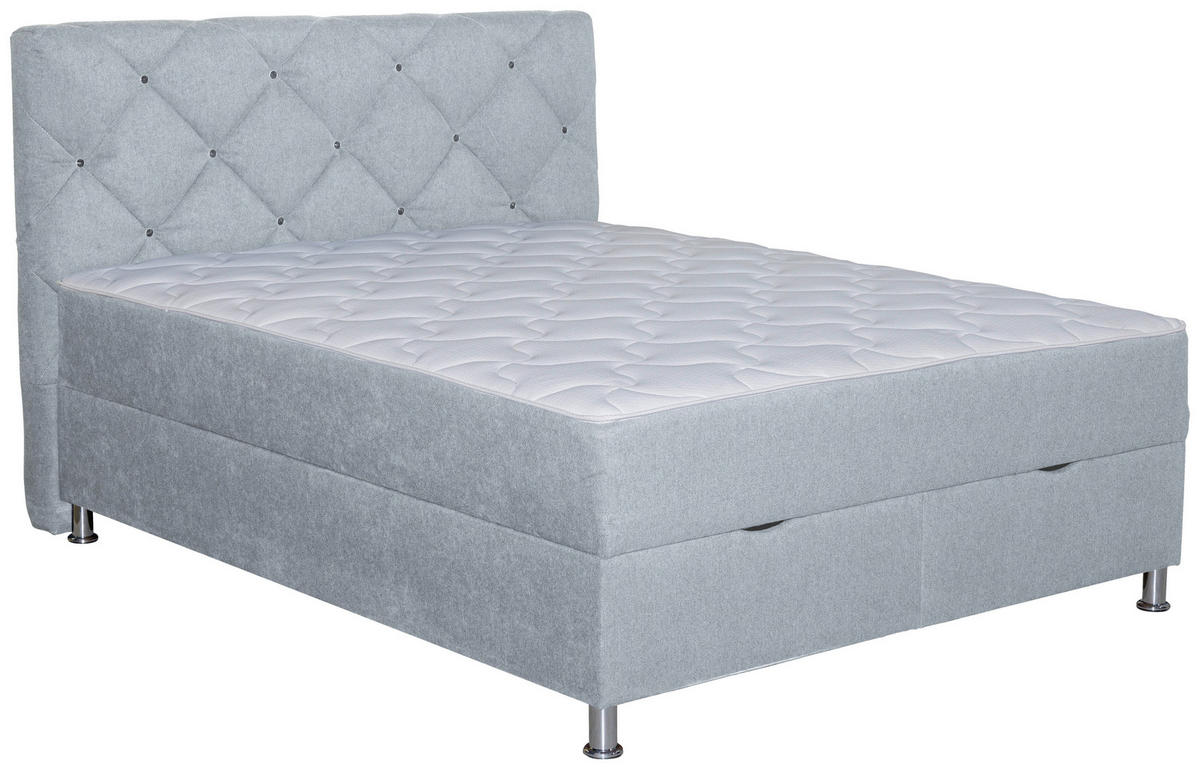 BOXBETT 180/200 cm  in Hellgrau  - Chromfarben/Hellgrau, Design, Kunststoff/Textil (180/200cm) - Boxxx