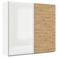 SCHWEBETÜRENSCHRANK  in Weiß, Eiche Artisan  - Alufarben/Weiß, KONVENTIONELL, Holzwerkstoff/Metall (225/210/62cm) - Xora