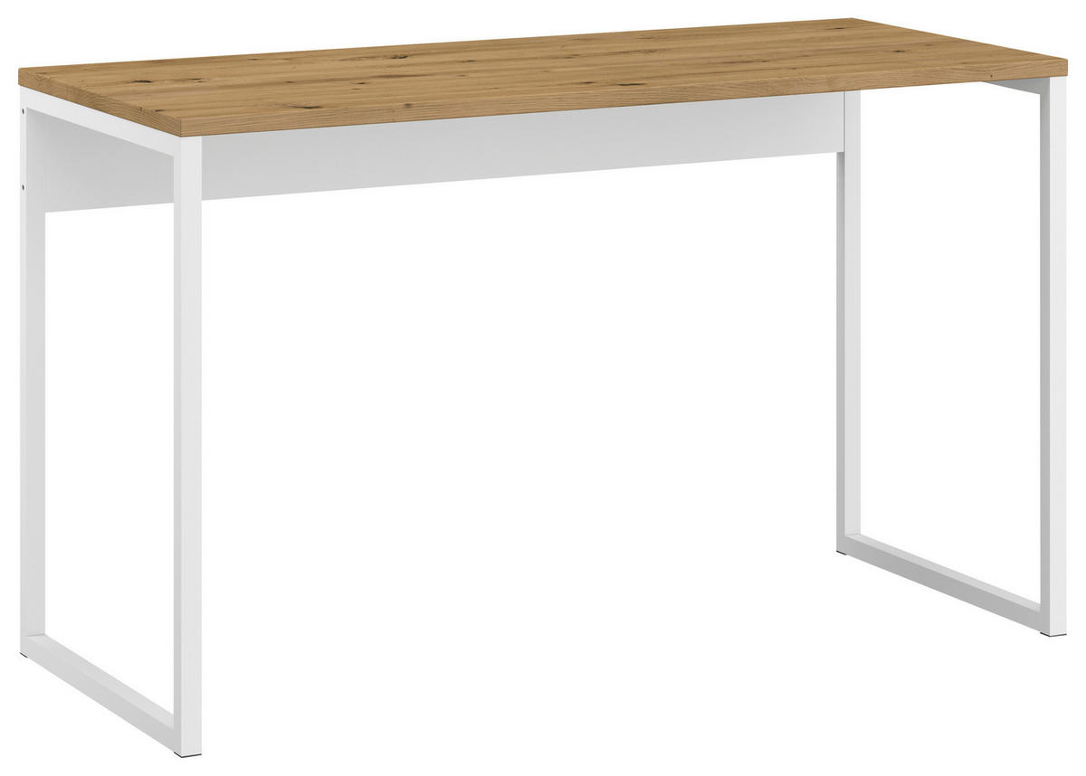 SCHREIBTISCH 120/74/58 cm  in Weiss, Eiche Artisan  - Weiss/Eiche Artisan, Konventionell, Holzwerkstoff/Metall (120/74/58cm) - Xora