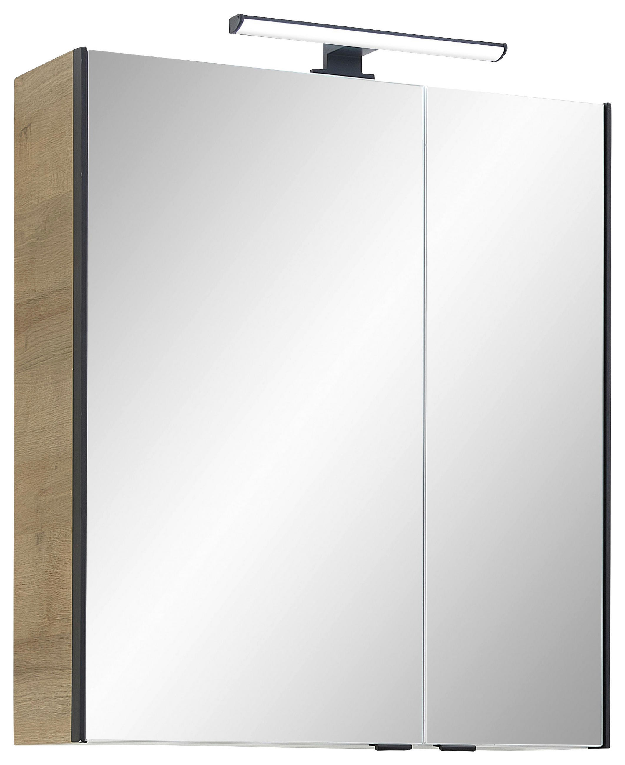 SPIEGELSCHRANK 60/70/20 cm  - Eichefarben/Schwarz, Natur, Glas/Holzwerkstoff (60/70/20cm) - Xora