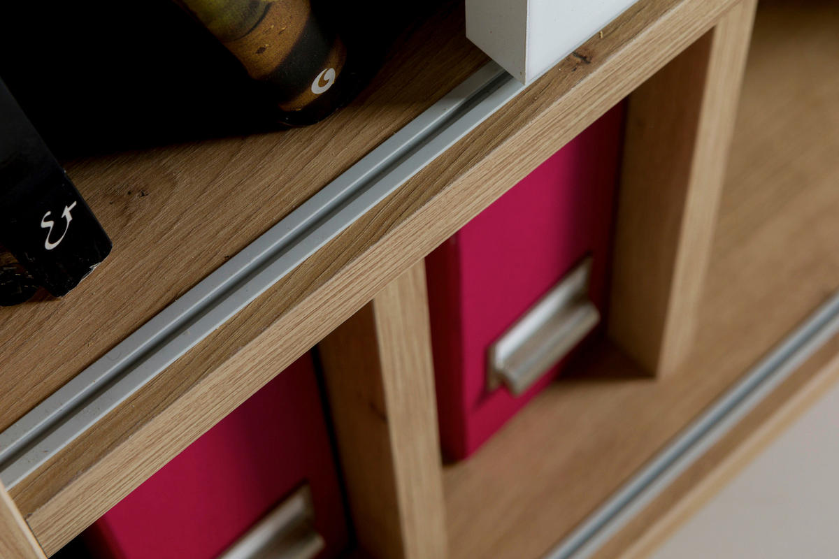 AKTENSCHRANK 139/84/35,5 cm  - Weiss Hochglanz/Eiche Artisan, Design, Holzwerkstoff (139/84/35,5cm) - Stylife