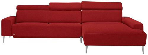 ECKSOFA in Webstoff Rot  308/205 cm  - Rot/Alufarben, Design, Textil (308/205cm) - Sedda
