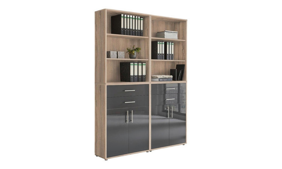 AKTENSCHRANK Sonoma Eiche, Anthrazit Hochglanz  - Anthrazit Hochglanz/Sonoma Eiche, MODERN, Holzwerkstoff (168,8/227,2/33cm) - MID.YOU