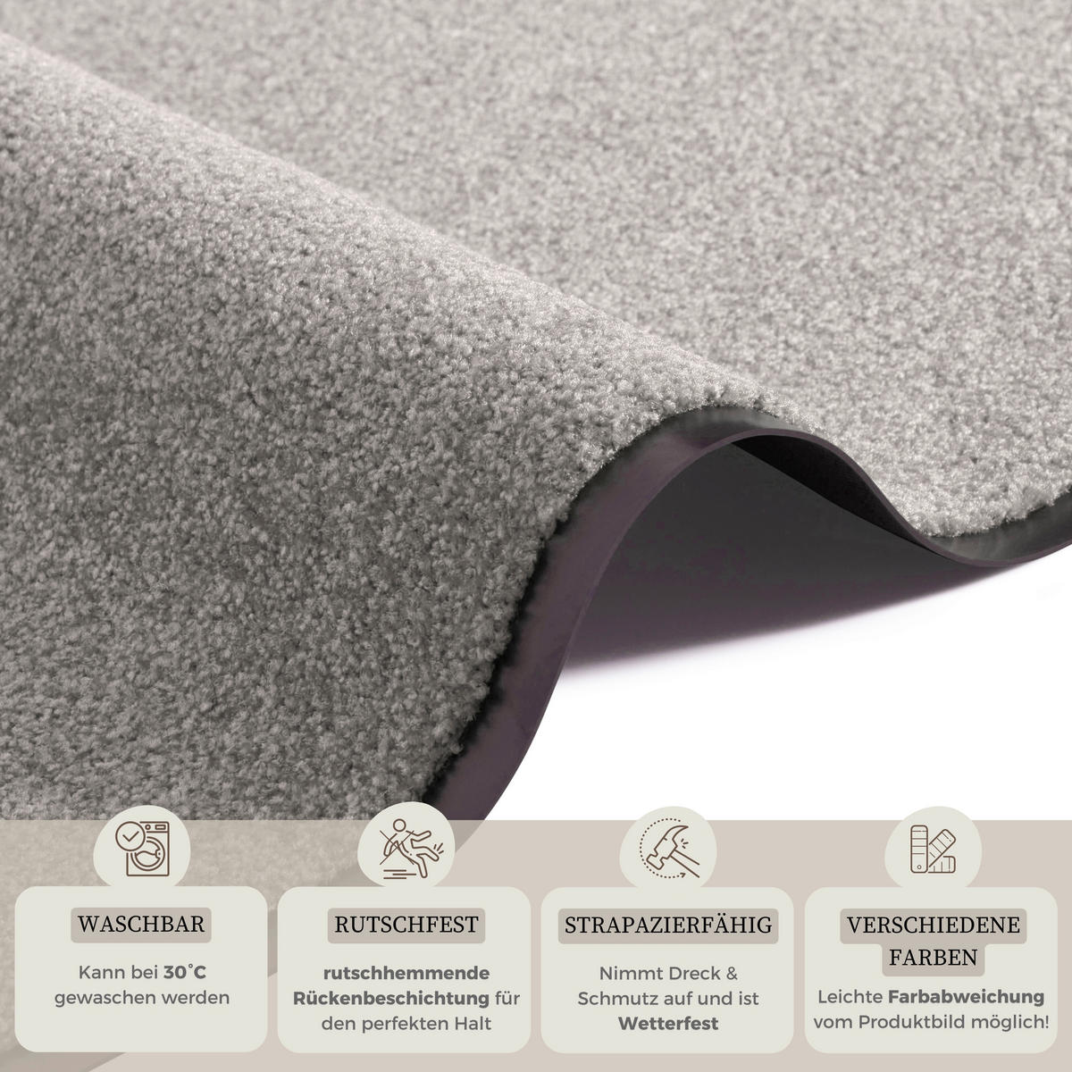 SCHMUTZFANGMATTE  60/180 cm  Hellgrau  - Hellgrau, Basics, Kunststoff/Textil (60/180cm)