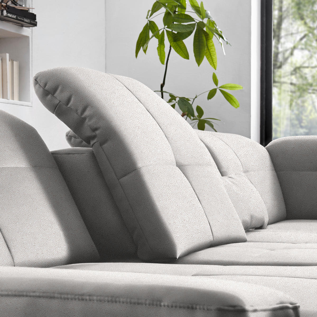 ECKSOFA Flachgewebe Silberfarben  - Chromfarben/Silberfarben, Design, Textil (309/195cm) - Beldomo Style