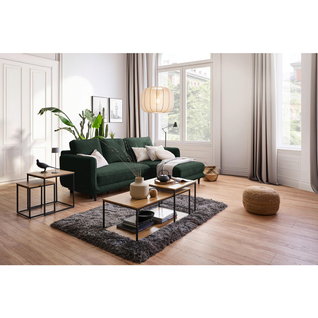 Thumbnail - Carryhome Ecksofa, Dunkelgrün, Textil, Buche, massiv, 3-Sitzer, Füllung: Schaumstoffflocken, Ottomane rechts, L-Form, 24...