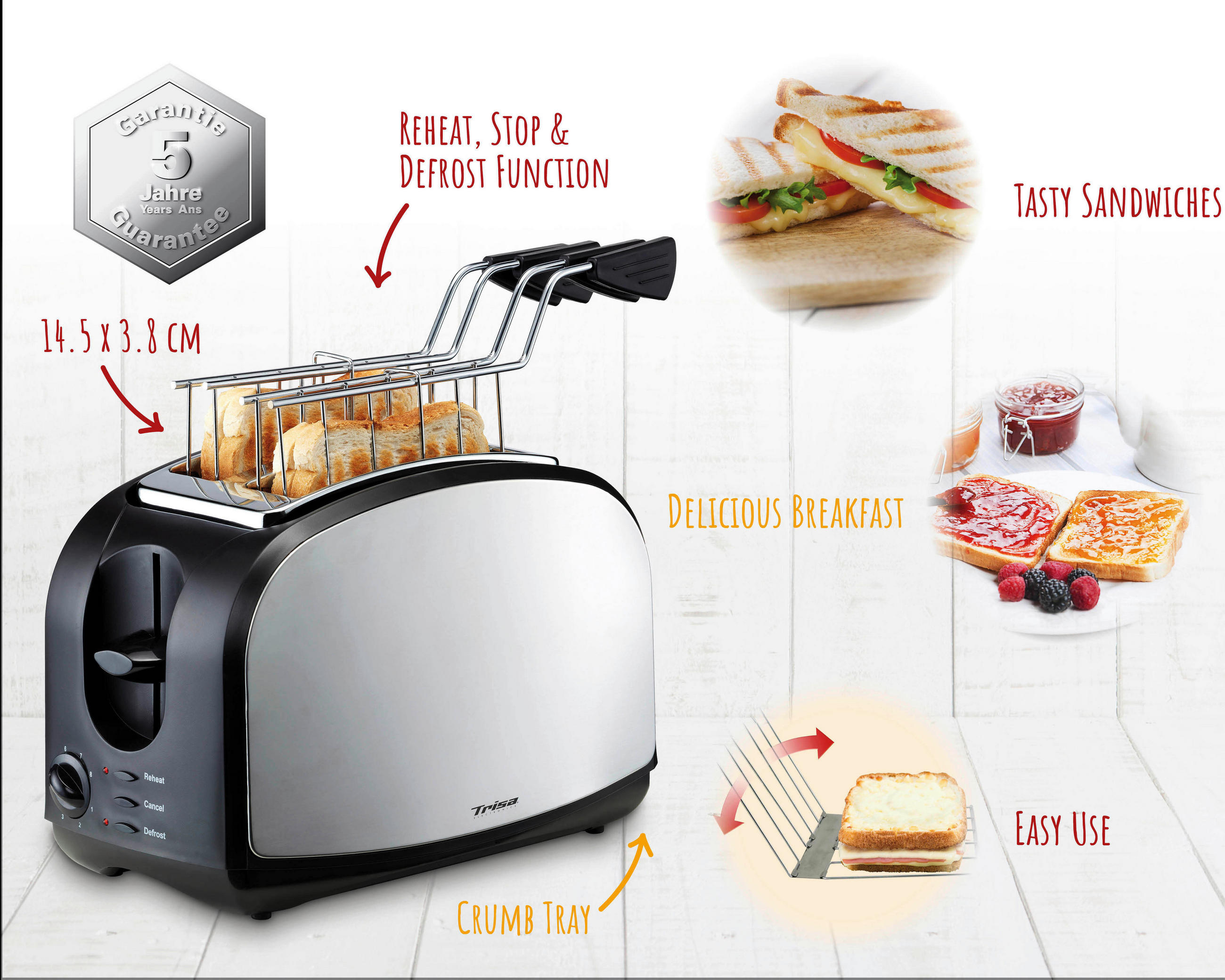 TOASTER  - Schwarz, MODERN, Kunststoff (28,5/17/19,4cm) - Trisa Electronics