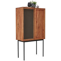 COMODĂ ÎNALTĂ 90/166/45 cm  - negru/culoare lemn acacia, Trend, materiale naturale/lemn (90/166/45cm) - Lomoco