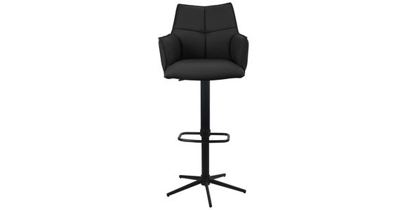 BARHOCKER Echtleder Schwarz Eisen Sitzfläche 360° drehbar - Schwarz, Design, Leder/Metall (54/96-121/56cm) - Novel